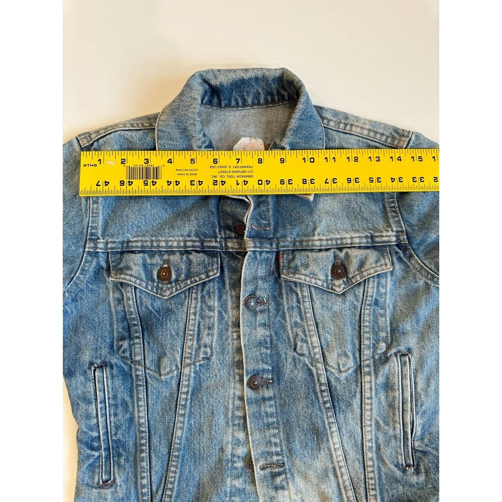 Levi's Strauss Vtg Light Acid Wash Y2K JacketYouth Girls Size 16 with Issues - Picture 5 of 11